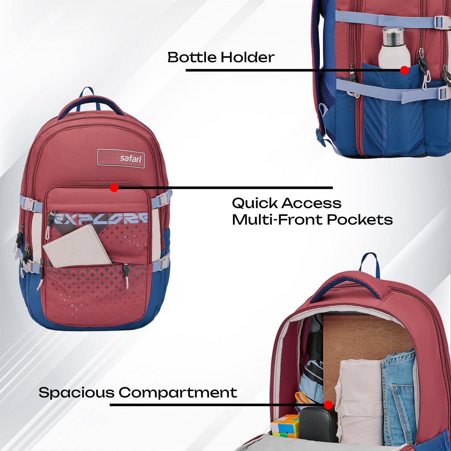 Safari Expand 43L Red Laptop Backpack