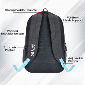 Safari Quadro 43L Grey School Backpack