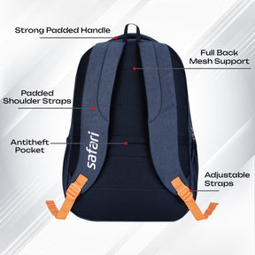 Safari Quadro 43L Blue School Backpack