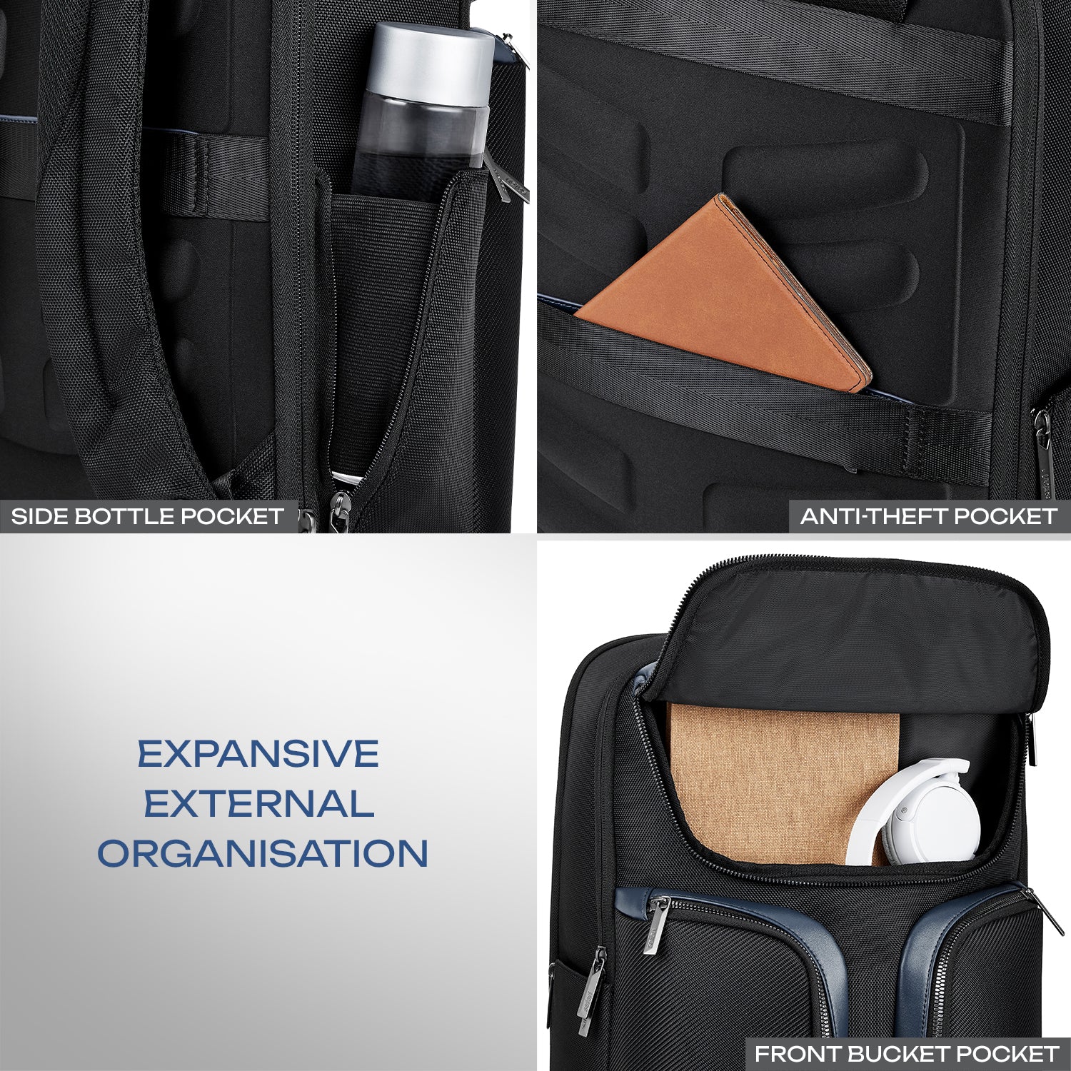 Safari Noir 31L Black Formal Backpack with Laptop Sleeve