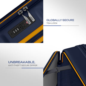 Safari Select Froniq Navy Blue Front opening Trolley Bag with TSA Lock, Dual wheels and Anti-Theft Zipper