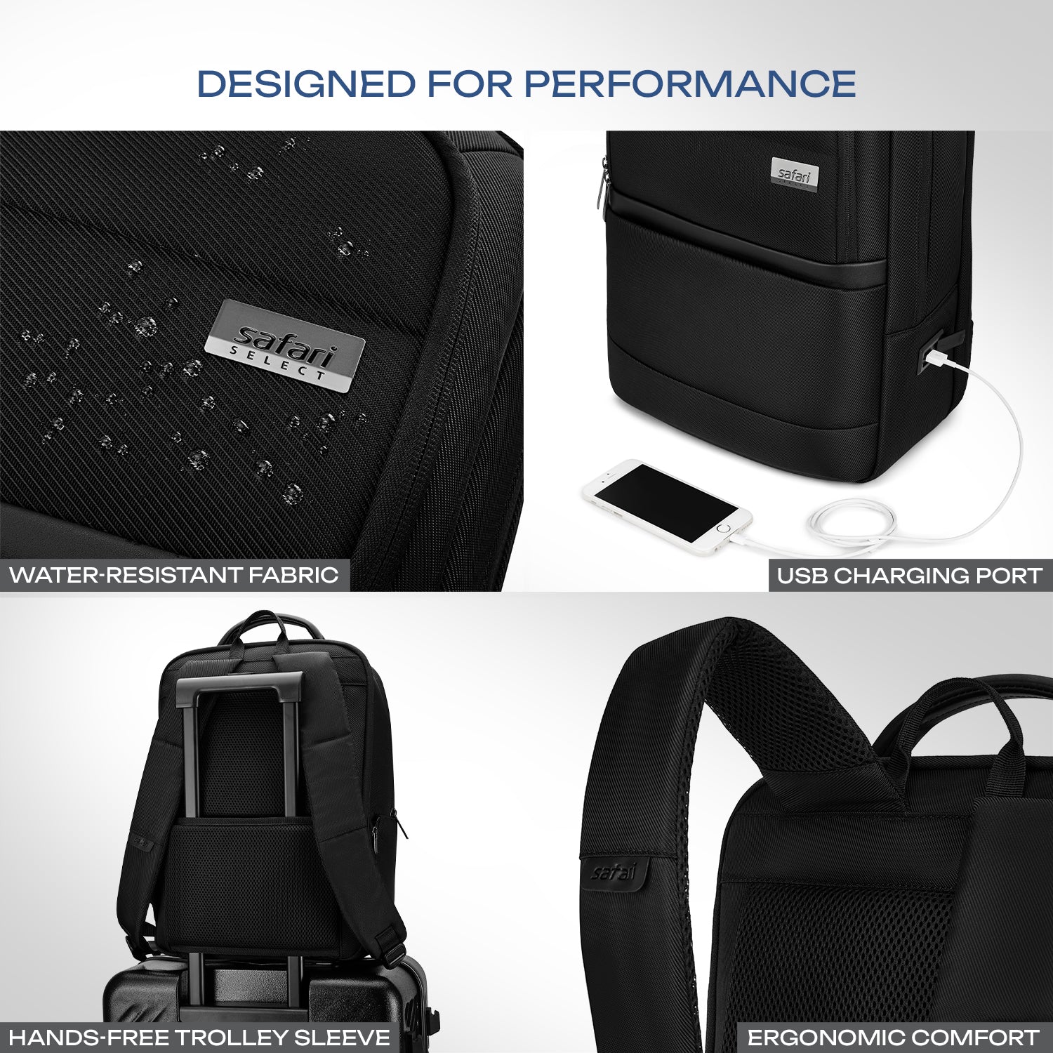 Safari Marque 27L Black Formal Backpack with Laptop Sleeve
