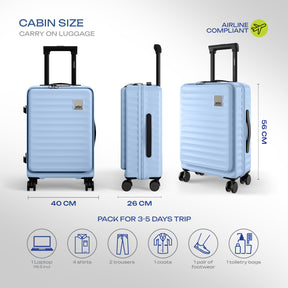 Safari Select Froniq Frost Grey Front opening Trolley Bag with TSA Lock, Dual wheels and Anti-Theft Zipper