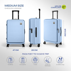 Safari Select Froniq Frost Grey Front opening Trolley Bag with TSA Lock, Dual wheels and Anti-Theft Zipper