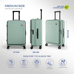 Safari Select Froniq Fresh mint Front opening Trolley Bag with TSA Lock, Dual wheels and Anti-Theft Zipper