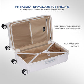 Safari Trunk Pro Trolley Bag with TSA lock and Dual Wheels - Winter White