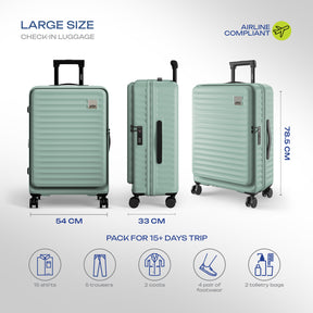 Safari Select Froniq Fresh mint Front opening Trolley Bag with TSA Lock, Dual wheels and Anti-Theft Zipper