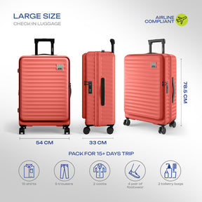 Safari Select Froniq Coral Front opening Trolley Bag with TSA Lock, Dual wheels and Anti-Theft Zipper