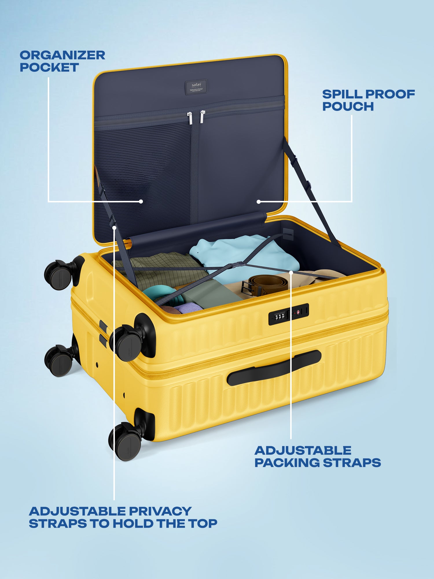Safari Select Froniq Trolley Bag - Yellow