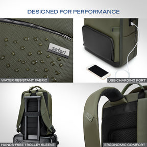 Safari Orion 20L Olive Formal Backpack with Laptop Sleeve