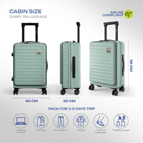 Safari Select Froniq Fresh mint Front opening Trolley Bag with TSA Lock, Dual wheels and Anti-Theft Zipper
