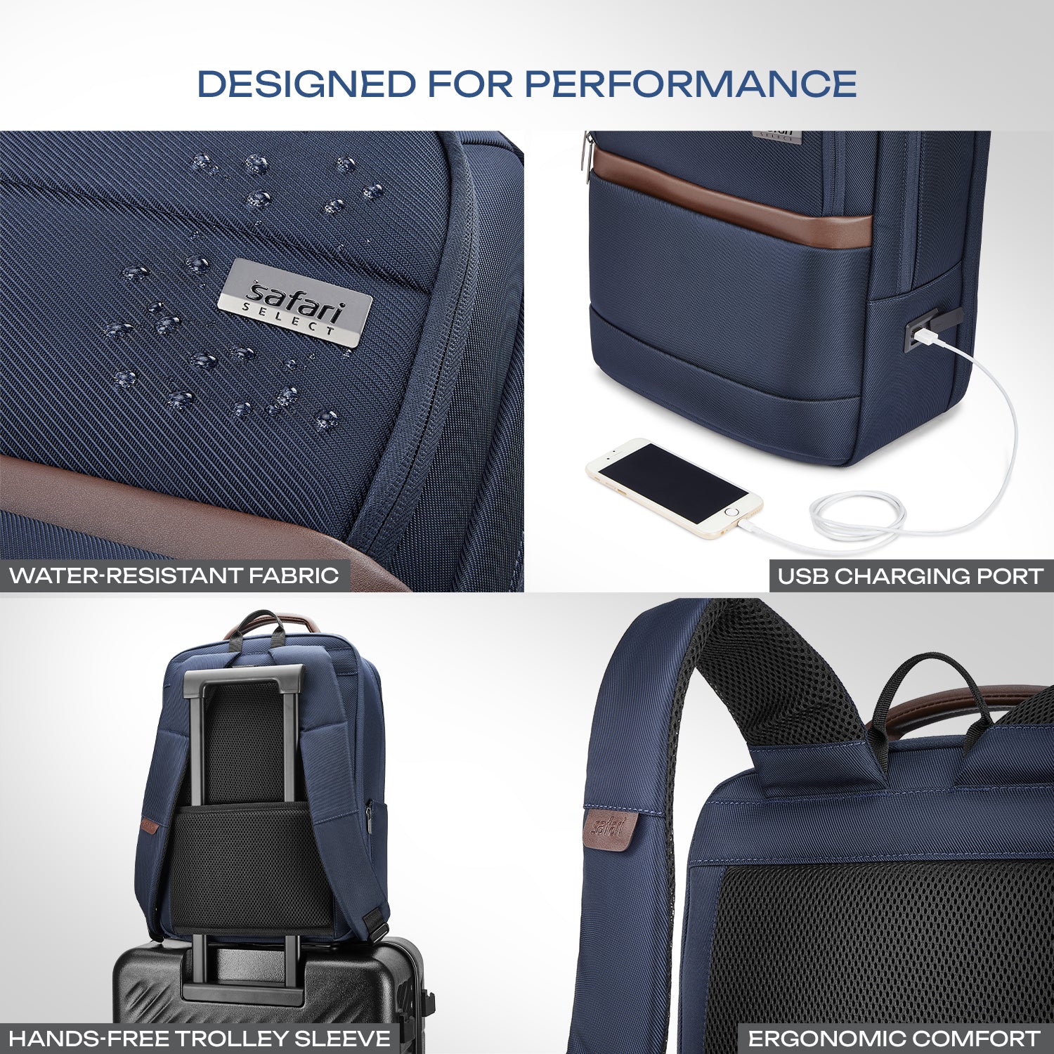 Safari Marque 27L Blue Formal Backpack with Laptop Sleeve