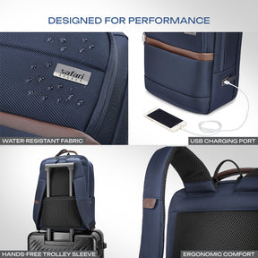 Safari Marque 27L Blue Formal Backpack with Laptop Sleeve