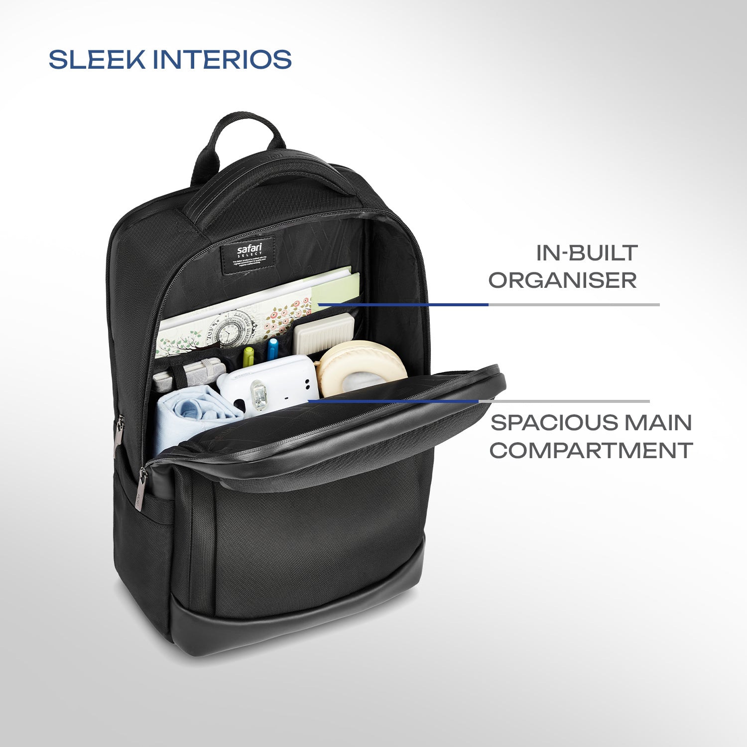 Safari Nexus 19L Black Formal Backpack with Laptop Sleeve