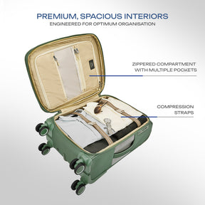 Safari Select Panorama Trolley Bag with Dual Wheels, TSA Lock and Anti-Theft Zipper (Urban Green)