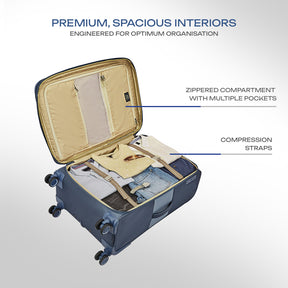 Safari Select Panorama Trolley Bag with Dual Wheels, TSA Lock and Anti-Theft Zipper (Cosmic Blue)