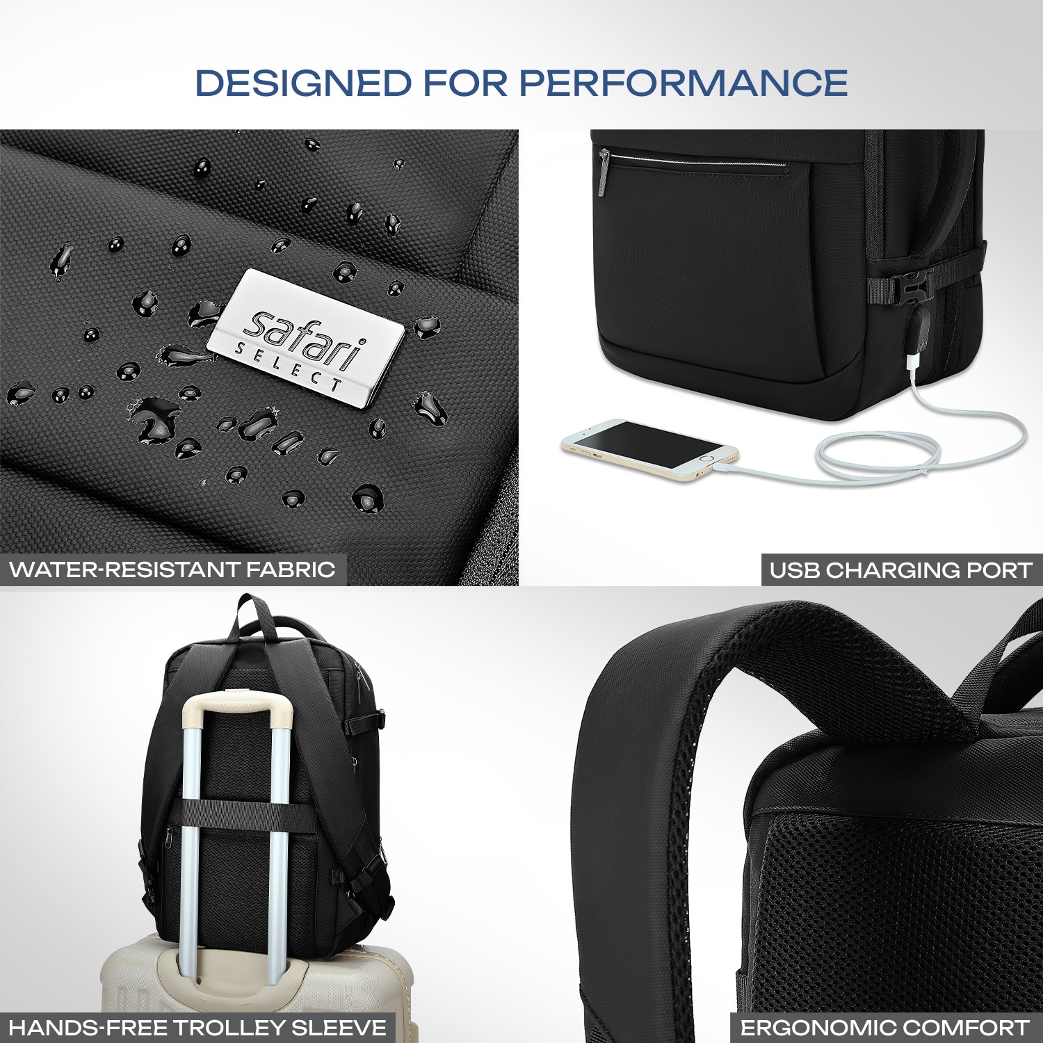 Safari Zeus Pro 39L Black Formal Backpack with Laptop Sleeve
