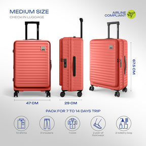Safari Select Froniq Coral Front opening Trolley Bag with TSA Lock, Dual wheels and Anti-Theft Zipper