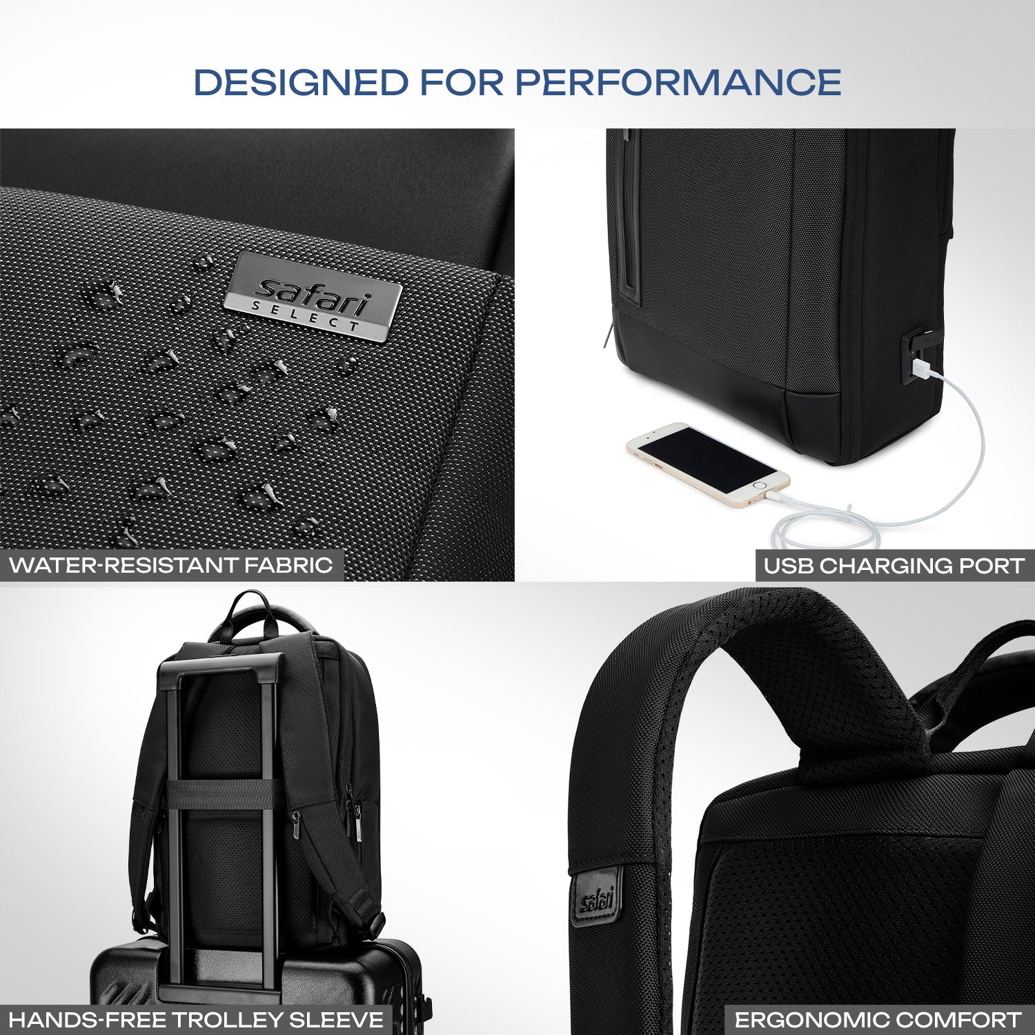 Safari Rayon 16L Black Formal Backpack with Laptop Sleeve