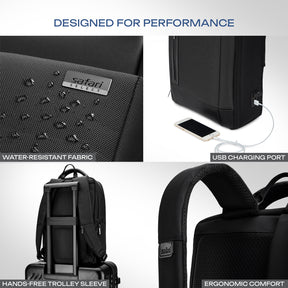Safari Rayon 16L Black Formal Backpack with Laptop Sleeve