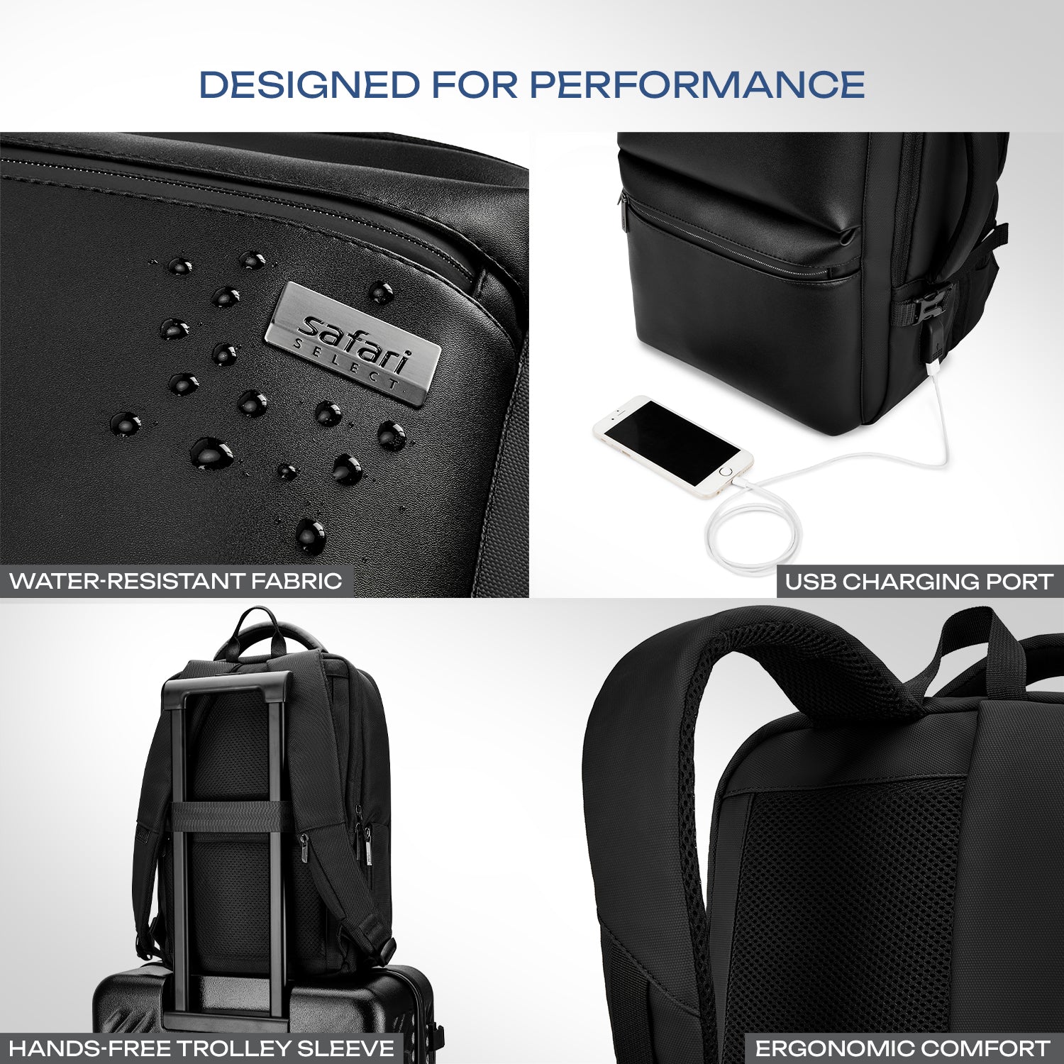 Safari Astor 36L Black Formal Backpack with Laptop Sleeve