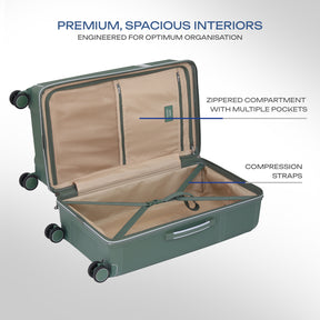 Safari Trunk Pro Trolley Bag with TSA lock and Dual Wheels - Pine Green