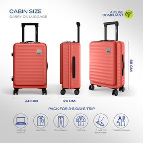Safari Select Froniq Coral Front opening Trolley Bag with TSA Lock, Dual wheels and Anti-Theft Zipper
