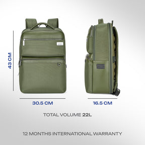 Safari Meridian 22L Olive Formal Backpack with Laptop Sleeve