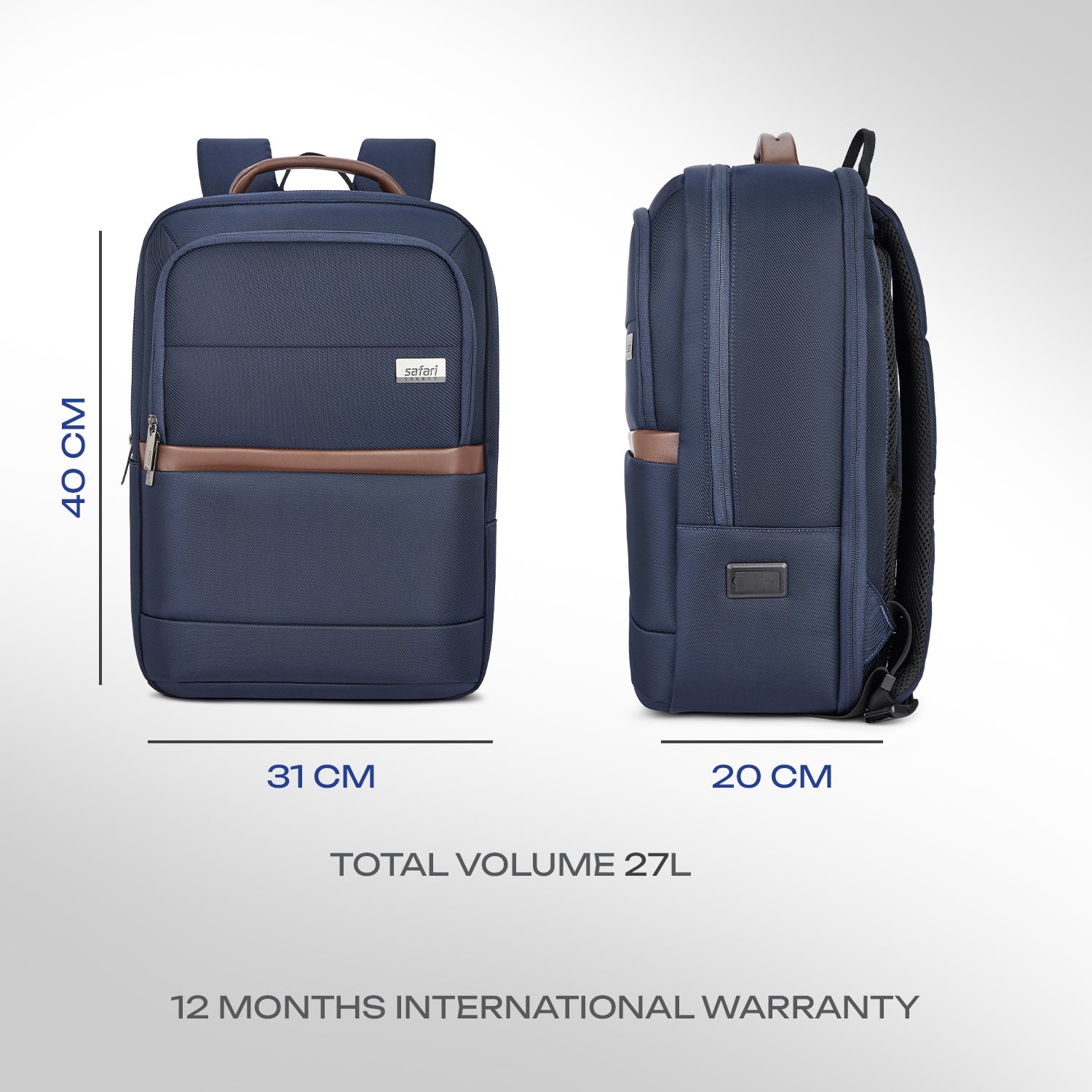 Safari Marque 27L Blue Formal Backpack with Laptop Sleeve