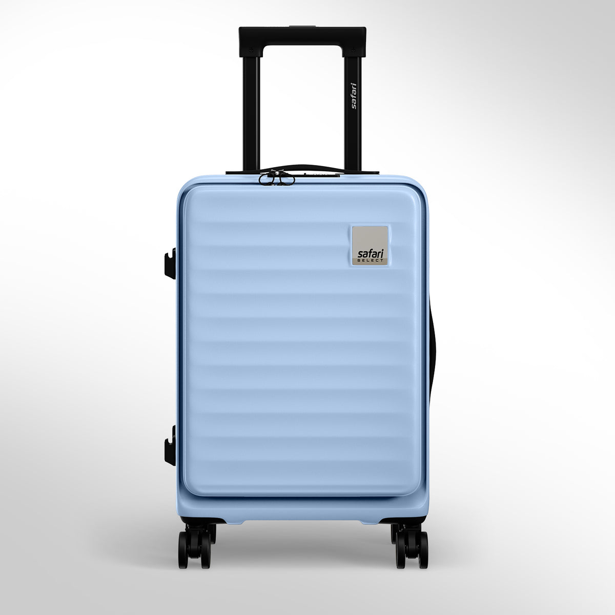 Safari Select Froniq Frost Grey Front opening Trolley Bag with TSA Lock, Dual wheels and Anti-Theft Zipper