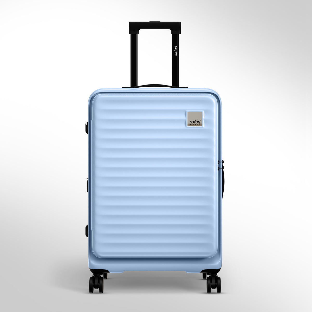 Safari Select Froniq Frost Grey Front opening Trolley Bag with TSA Lock, Dual wheels and Anti-Theft Zipper