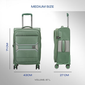 Safari Select Panorama Trolley Bag with Dual Wheels, TSA Lock and Anti-Theft Zipper (Urban Green)