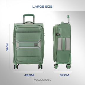 Safari Select Panorama Trolley Bag with Dual Wheels, TSA Lock and Anti-Theft Zipper (Urban Green)