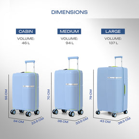 Safari Trunk Pro Trolley Bag with TSA lock and Dual Wheels - Wisteria Blue