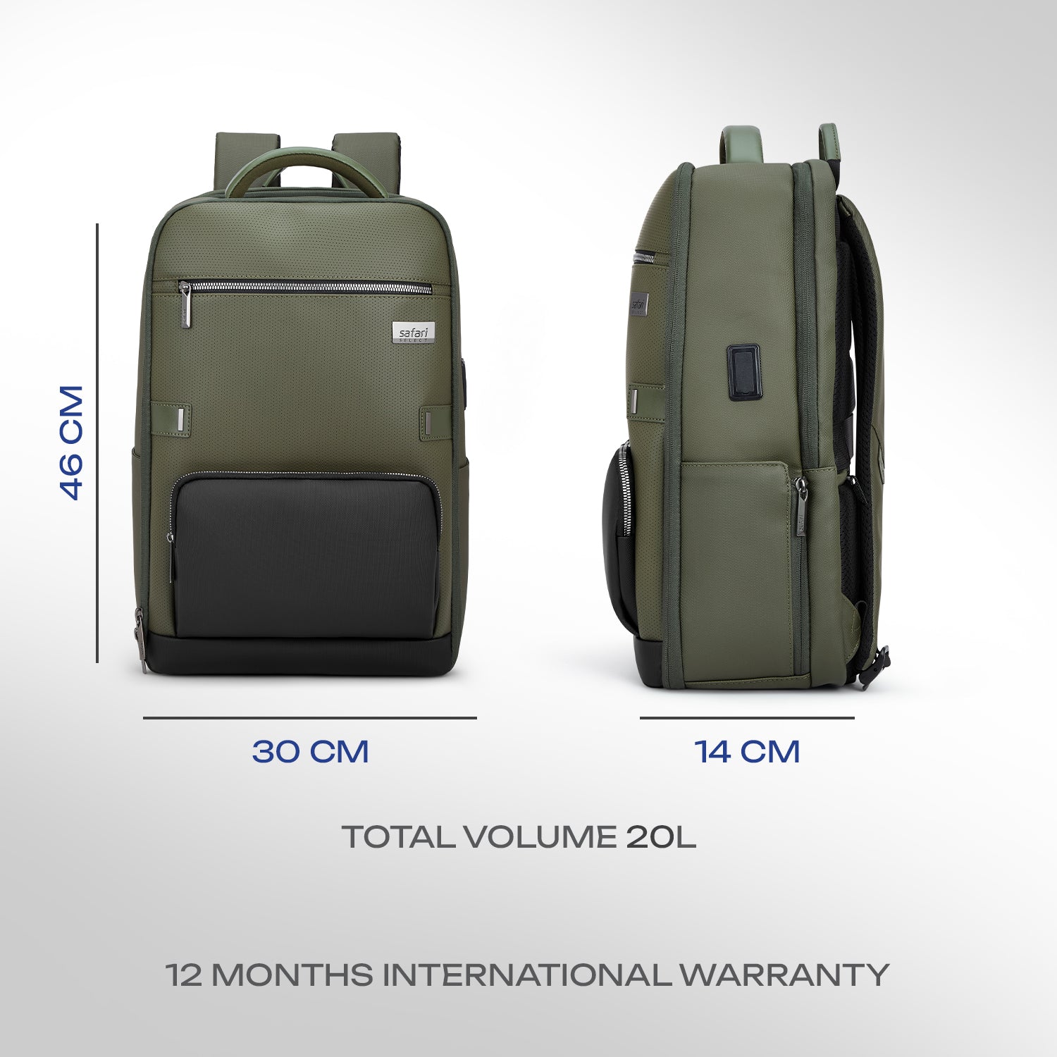 Safari Orion 20L Olive Formal Backpack with Laptop Sleeve