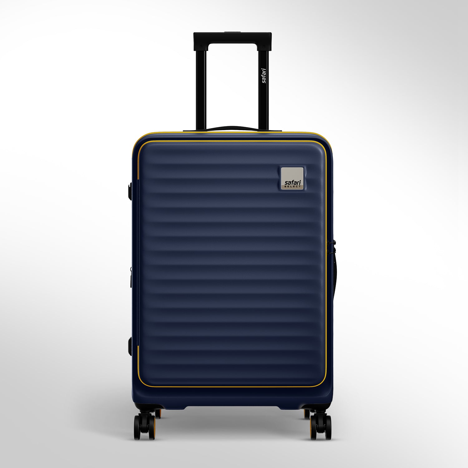 Safari Select Froniq Navy Blue Front opening Trolley Bag with TSA Lock, Dual wheels and Anti-Theft Zipper