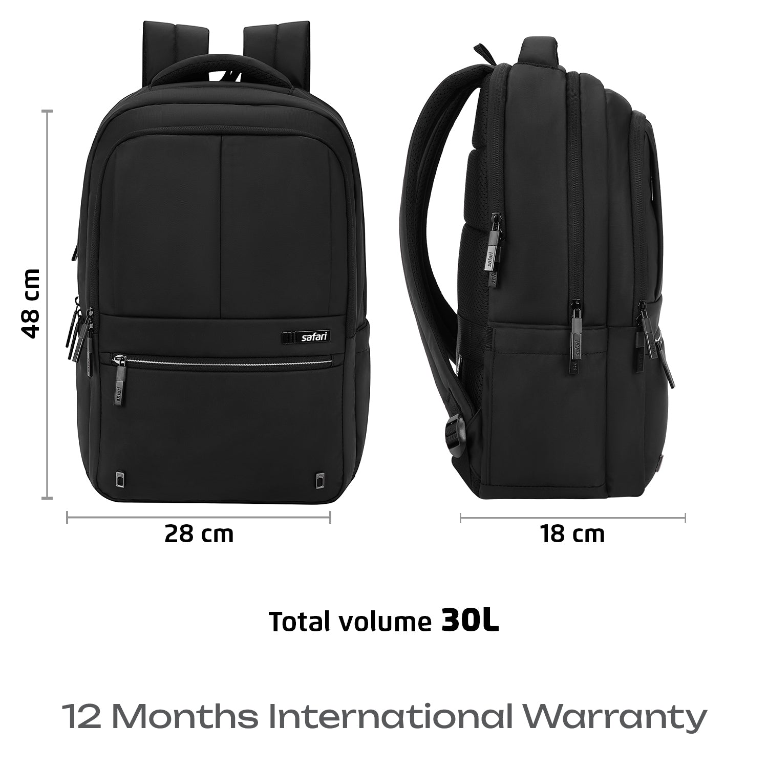 Safari Smart 30L Black Laptop Backpack