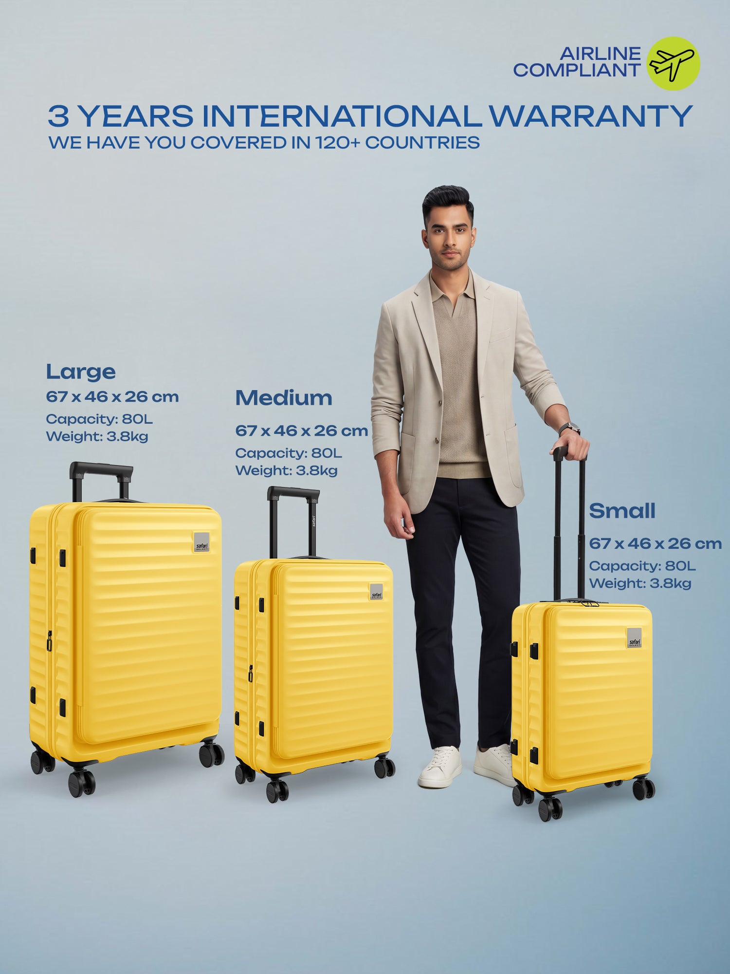Safari Select Froniq Trolley Bag - Yellow