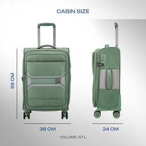 Safari Select Panorama Trolley Bag with Dual Wheels, TSA Lock and Anti-Theft Zipper (Urban Green)