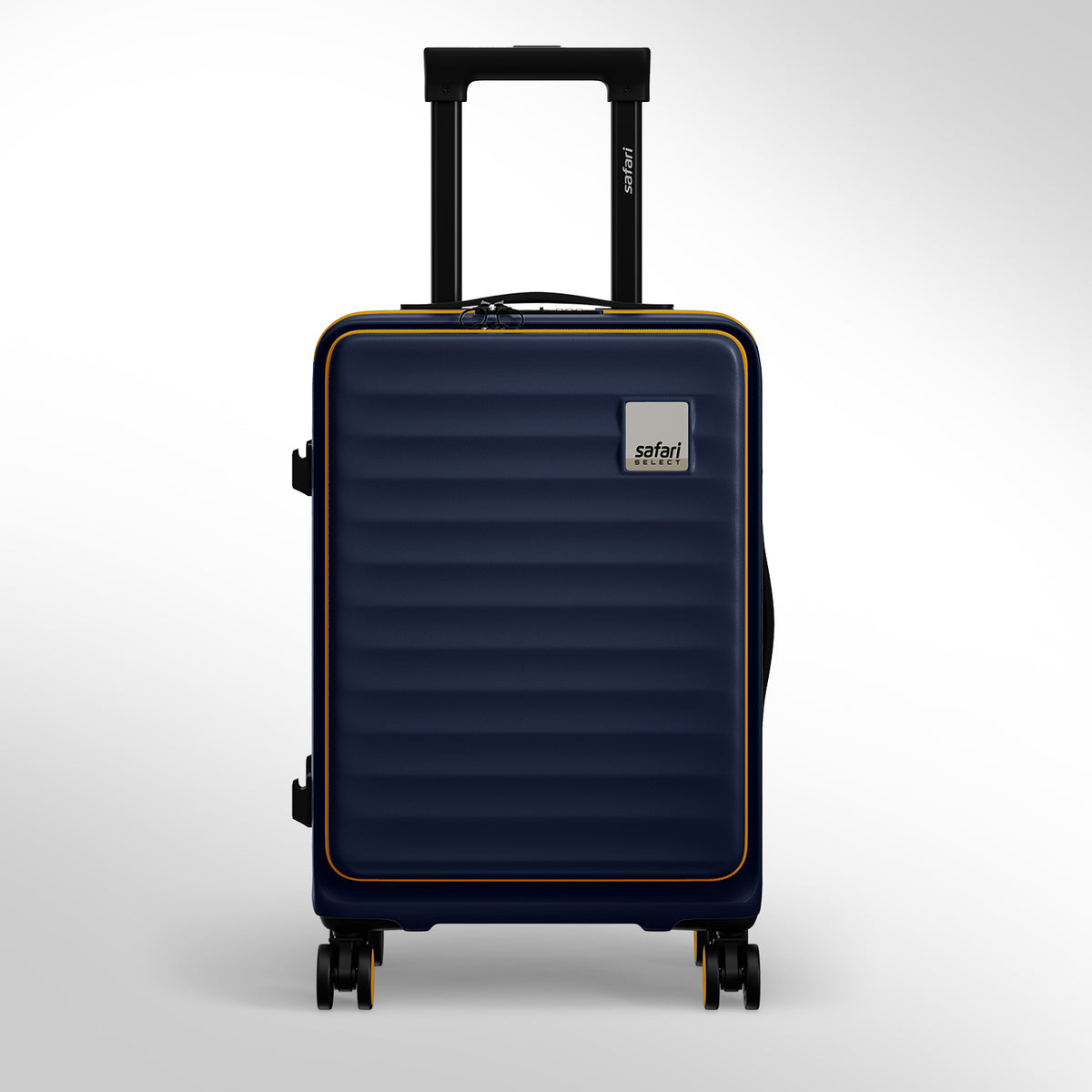 Safari Select Froniq Navy Blue Front opening Trolley Bag with TSA Lock, Dual wheels and Anti-Theft Zipper