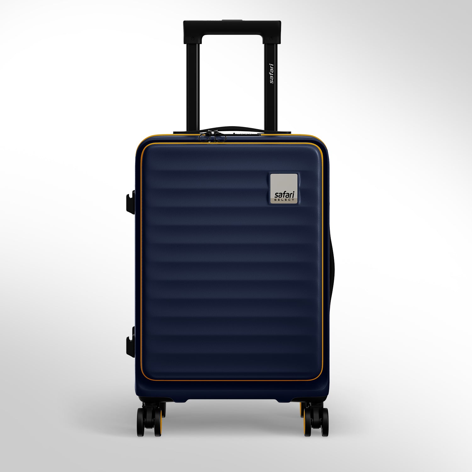 Safari Select Froniq Navy Blue Front opening Trolley Bag with TSA Lock, Dual wheels and Anti-Theft Zipper