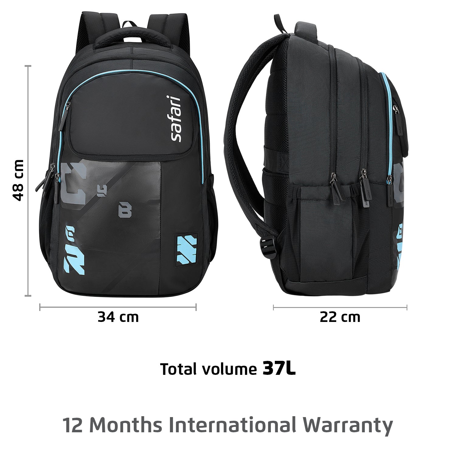 Safari Aura 37L Black Laptop Backpack