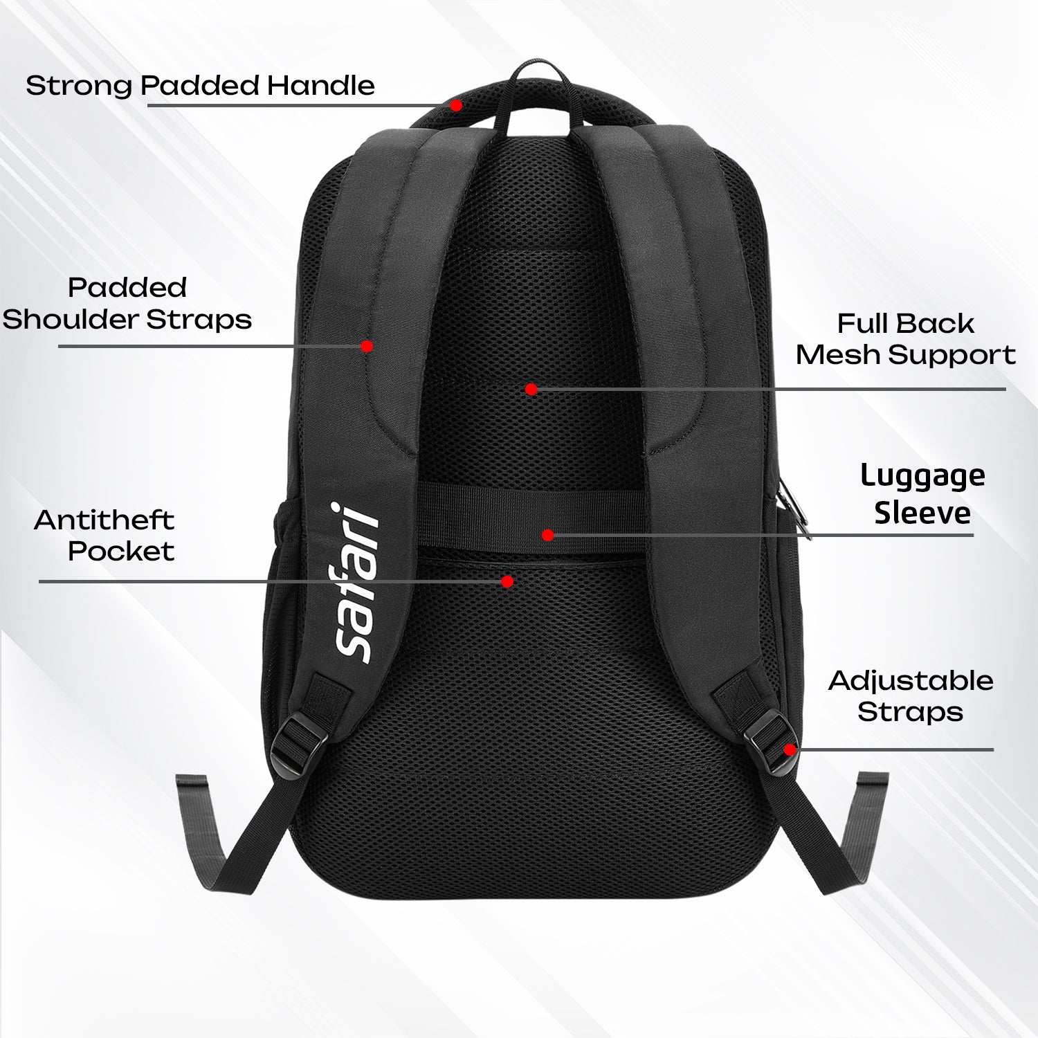 Safari Zen 34L Black Laptop Backpack