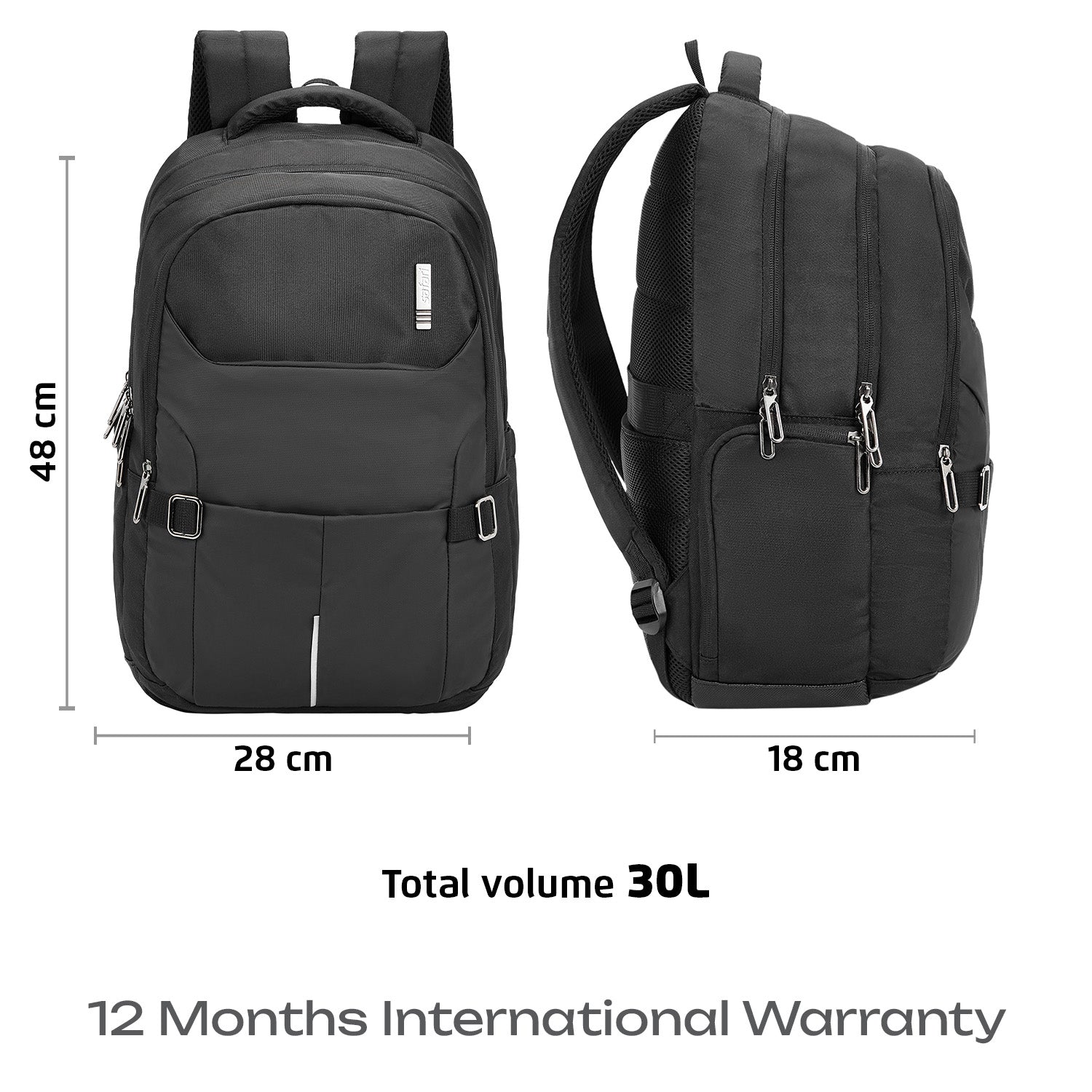 Safari Zen 34L Black Laptop Backpack