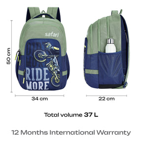 Safari Triplex 5 37L Sage Green School Backpack