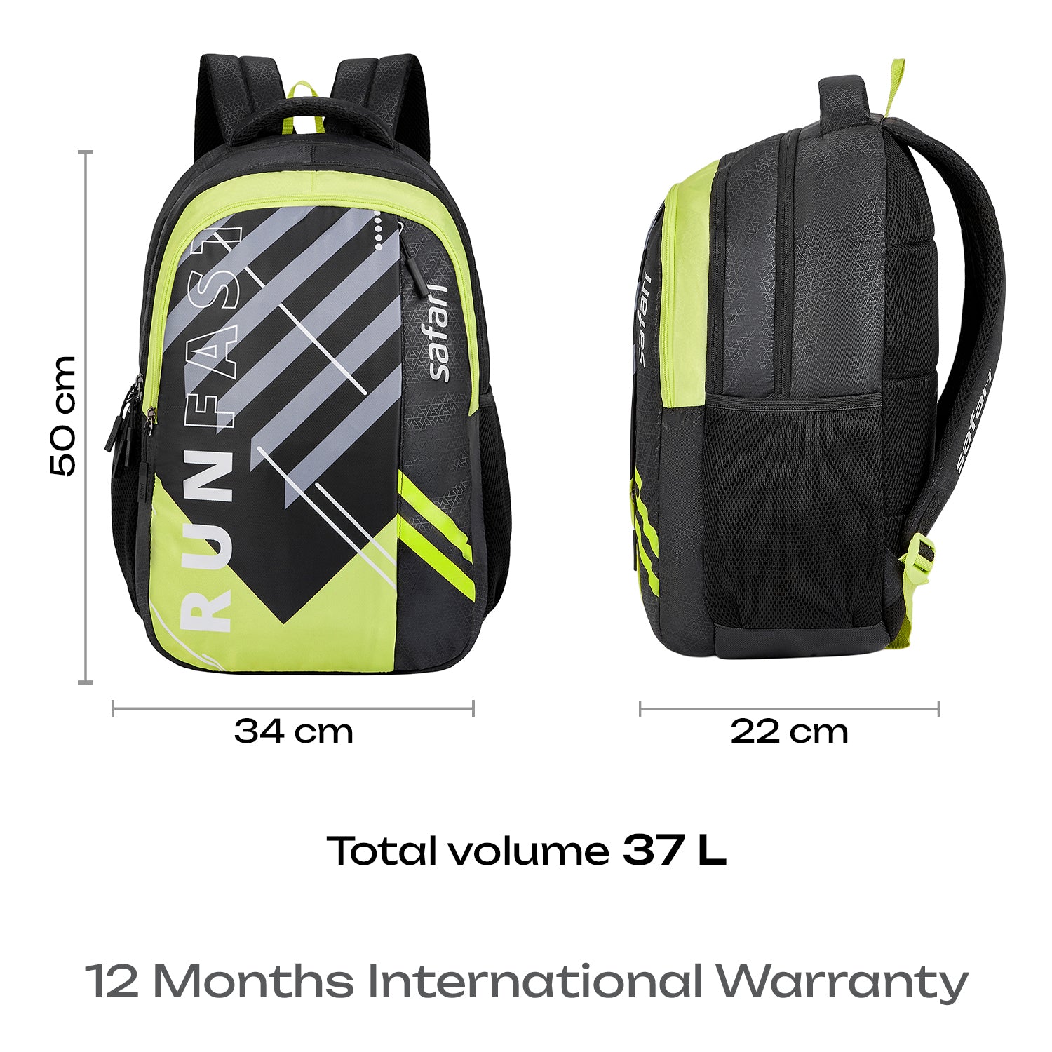 Safari Triplex 37L Black School Backpack