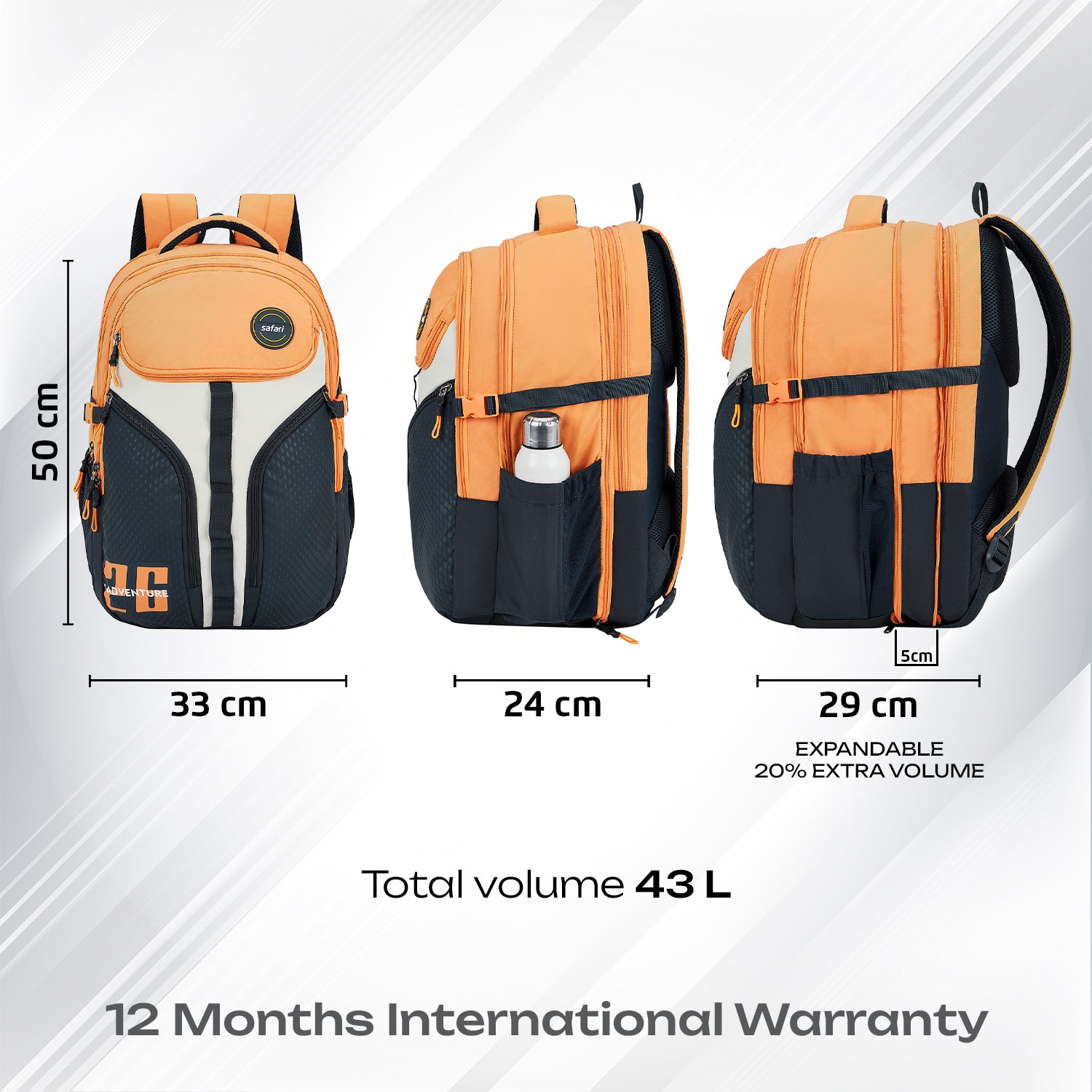 Safari Expand 43L Orange Laptop Backpack