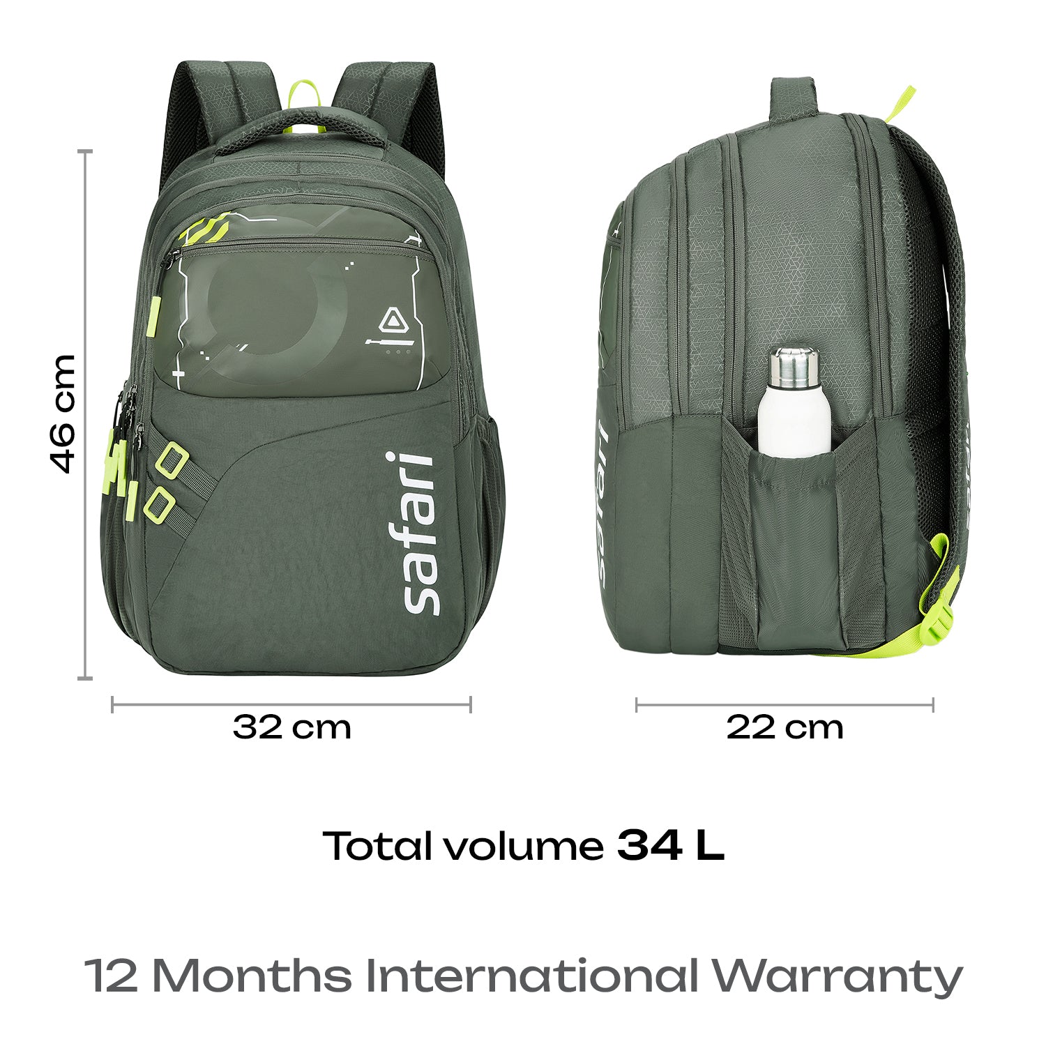 Safari Quadro 5 43L Olive School Backpack