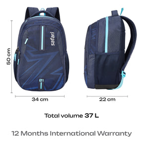 Safari Triplex 6 37L Blue School Backpack