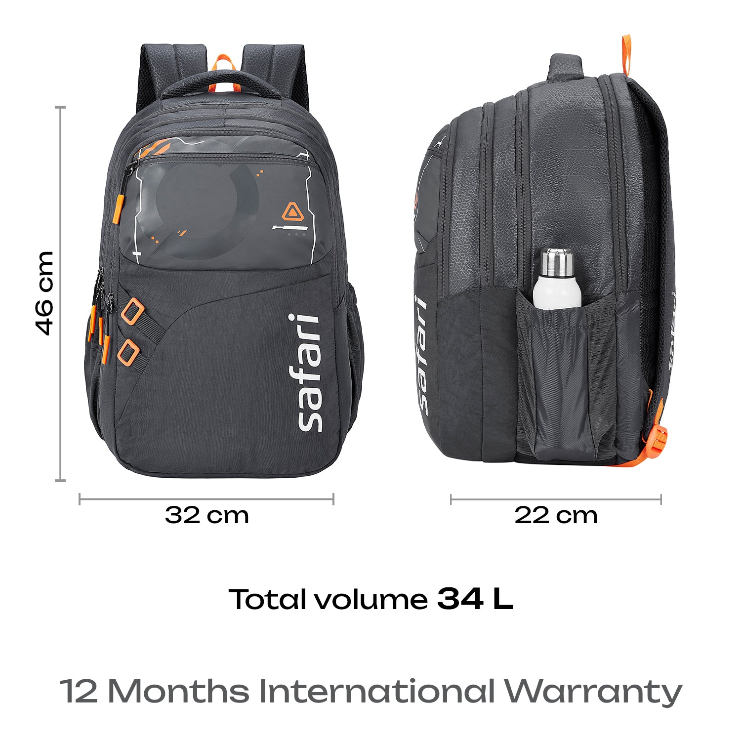 Safari Quadro 43L Grey Casual Daypack